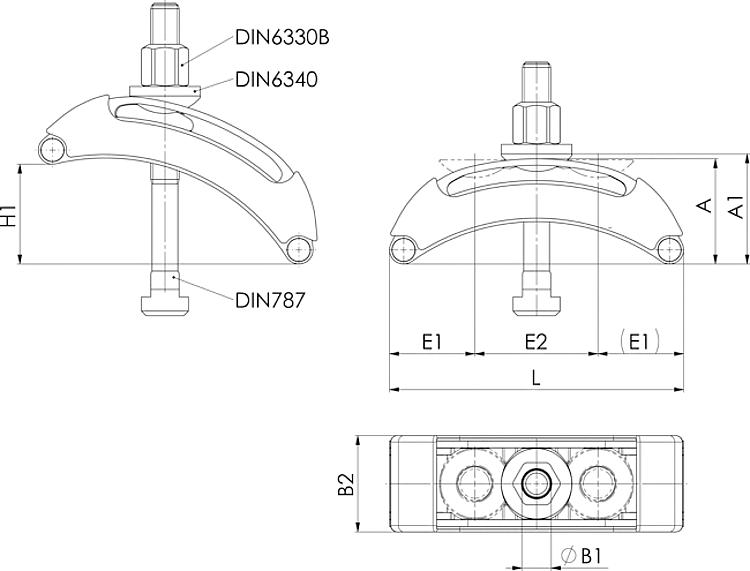 AMF 6310-11x80 Spanneisen mit Kunststoffkappe, Spannschraube  DIN 787: -, B1: 11, Nut: 10 - LE 6310 Spanneisen mit Kunststoffkappe -Skizze