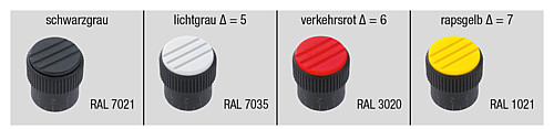 Norelem 06100-3105 NOVO.GRIP DOSIERKNOPF GR.1  D=5H8, FORM C, DECKEL SCHWARZGRAU - Norelem 06100-C Dosierknoepfe Form C
