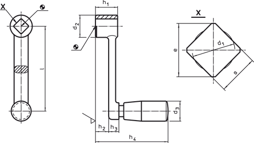 Halder 24330.0530 Handkurbel 100 x 12, rostfreier Stahl - Handkurbeln Handkurbeln 100 x 12 rostfreier Stahl - Feinguss