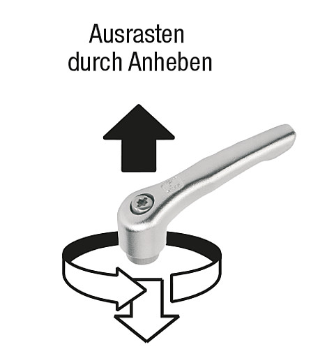 Kipp K0124.9206 KLEMMHEBEL EDELSTAHL GR.2 M6 MIT SCHUTZKAPPE - KIPP K0124 Klemmhebel Edelstahl mit Schutzkappe m