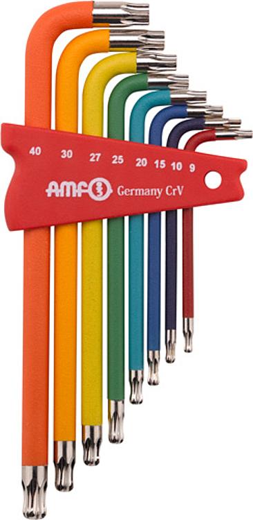 AMF 918-HT8F TORX-Kugelkopfschraubendreher COLOR-Schlüsselhalter, Inhalt TORX: T9, 10, 15,20, 25, 27, 30, 40 - LE 918-HT8F TORX-Kugelkopfschraubendreher COLOR-Schluesselhalter -Abbildung