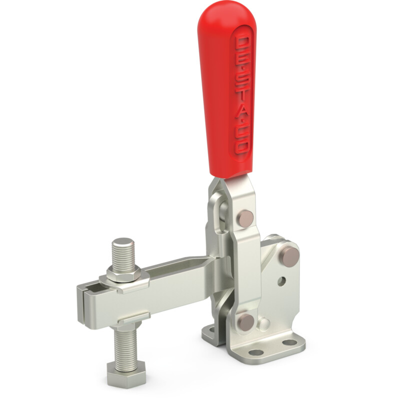 DESTACO 207-LBR Vertikal-Kniehebelspanner Haltekraft 1700 N - 2700 N, Öffnungswinkel 90° - 115° - DESTACO 207-USS Vertikalspanner - U-Spannarm - Fuss abgewinkelt - Edelstahlausfuehrung