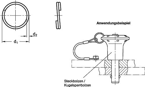 Ganter 111.3-14-BL Edelstahl Schlüsselringe - GN 111-3 Edelstahl Schluesselringe-Skizze