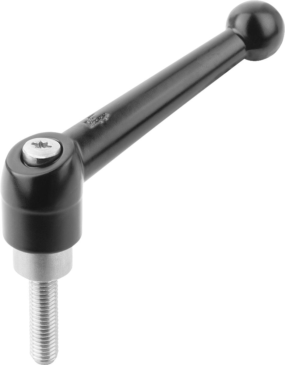Kipp K0117.5161X40 KLEMMHEBEL GR.5  M16X40       EDELSTAHL, GRIFFHEBEL SCHWARZ SEIDENMATT - K0117-5161X40 KLEMMHEBEL GR 5 M16X40 EDELSTAHL - GRIFFHEBEL SCHWARZ SEIDENMATT