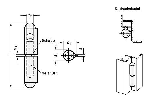 Ganter 128.2-100-A4 EDELSTAHL SCHARNIER ZUM ANSCHWEISSEN (BANDROLLE) - GN 128-2 Scharniere zum Anschweissen - Aluminium-Skizze