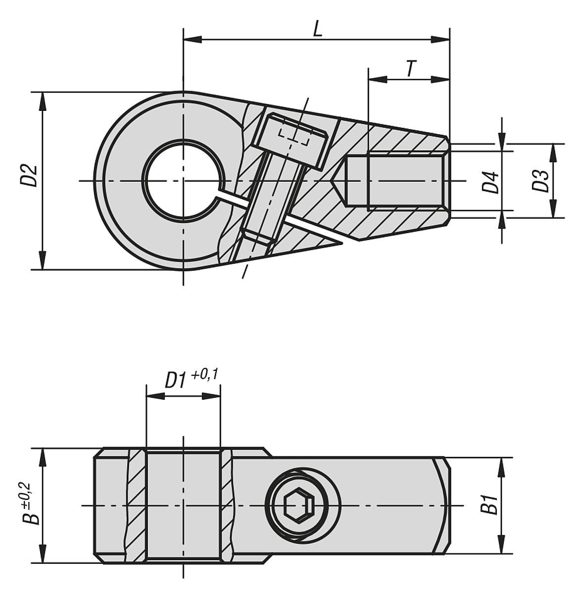 Kipp K0376.0812 KLEMMNABE  M8, D=12, - K0376 Klemmnaben - Massblatt