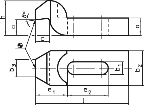 Halder 23160.0034 Spanneisen DIN 6316 gekröpft, 33,0 x 250 - Spanneisen Spanneisen DIN 6316 - gekroepft - 9x 80