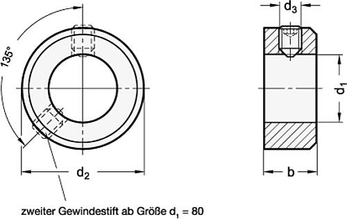 Ganter 705-10-E-ZB STELLRING, VERZINKT BLAU CHROMATIERT - GN 705 Stellringe - Stahl verzinkt-Skizze