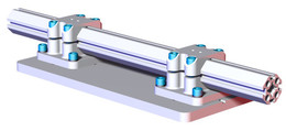 DESTACO BM1-45-DE Basisträger doppelt für 45 mm Profile ohne Lochbild der Roboterschnittstelle, Tragrohr G= 45 mm, Lastwert: 350 Nm, Material: Druckguss Aleminium - LE70000 BM1-45-SE-00 APP mit Einfachrohr B-45