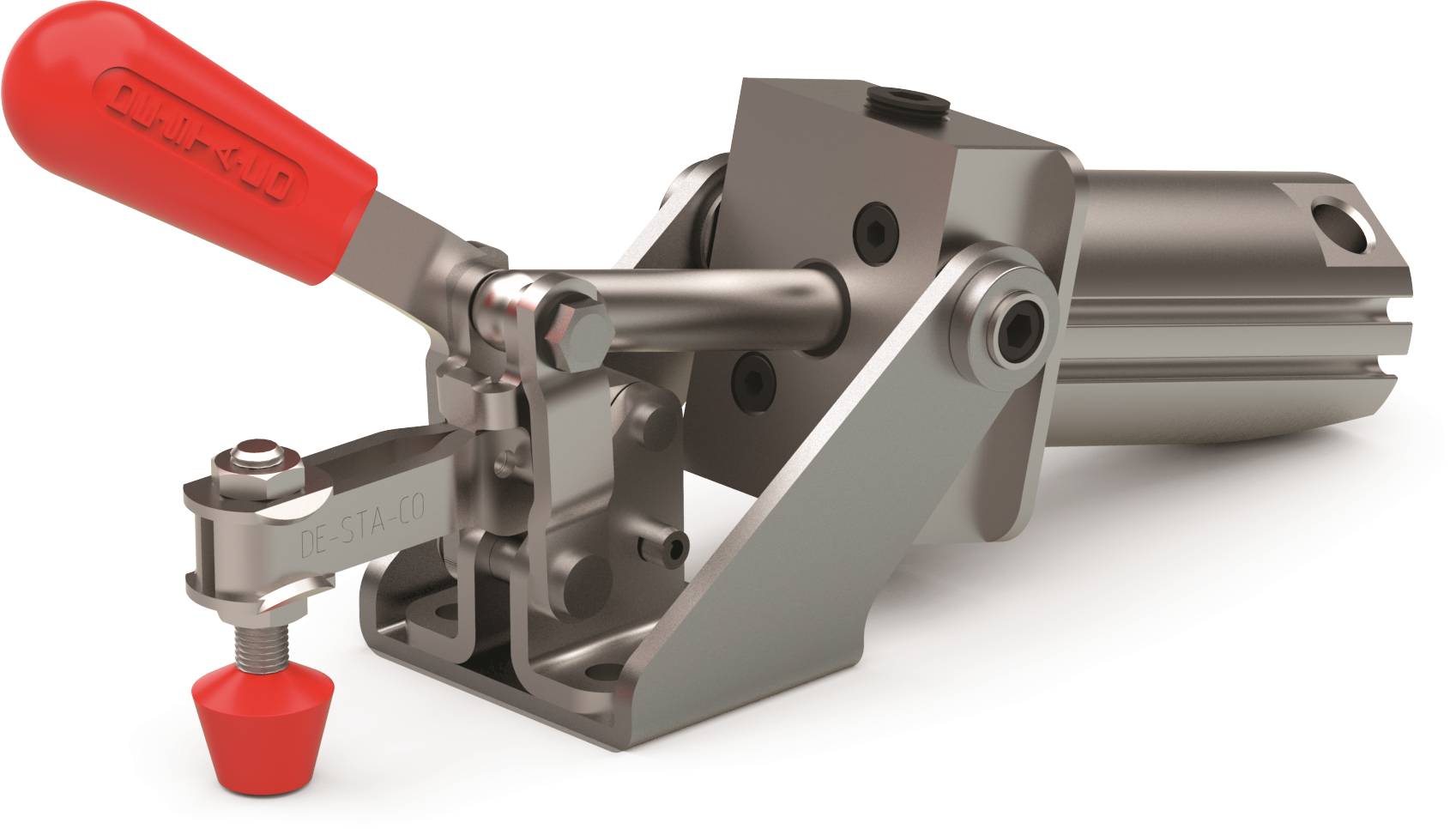 DESTACO 802-UHE Standard Kraftspanner mit zusätzlicher Handbetätigung, Haltekraft 890 N; horizontaler Zylinder  U-Spannarm (Sensor 8EA-109-1 separat bestellen) - DESTACO 802-UHE Standard Kraftspanner mit zusätzlicher Handbetätigung, Haltekraft 890 N; horizontale