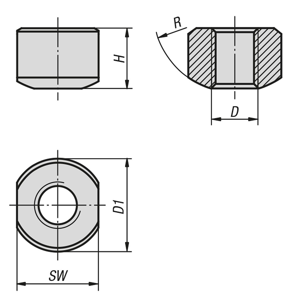 Kipp K0664.05 MUTTER MIT KUGELKUPPE M5, FÜR SCHNELLSPANNER - K0664 Muttern mit Kugelkuppe - Massblatt