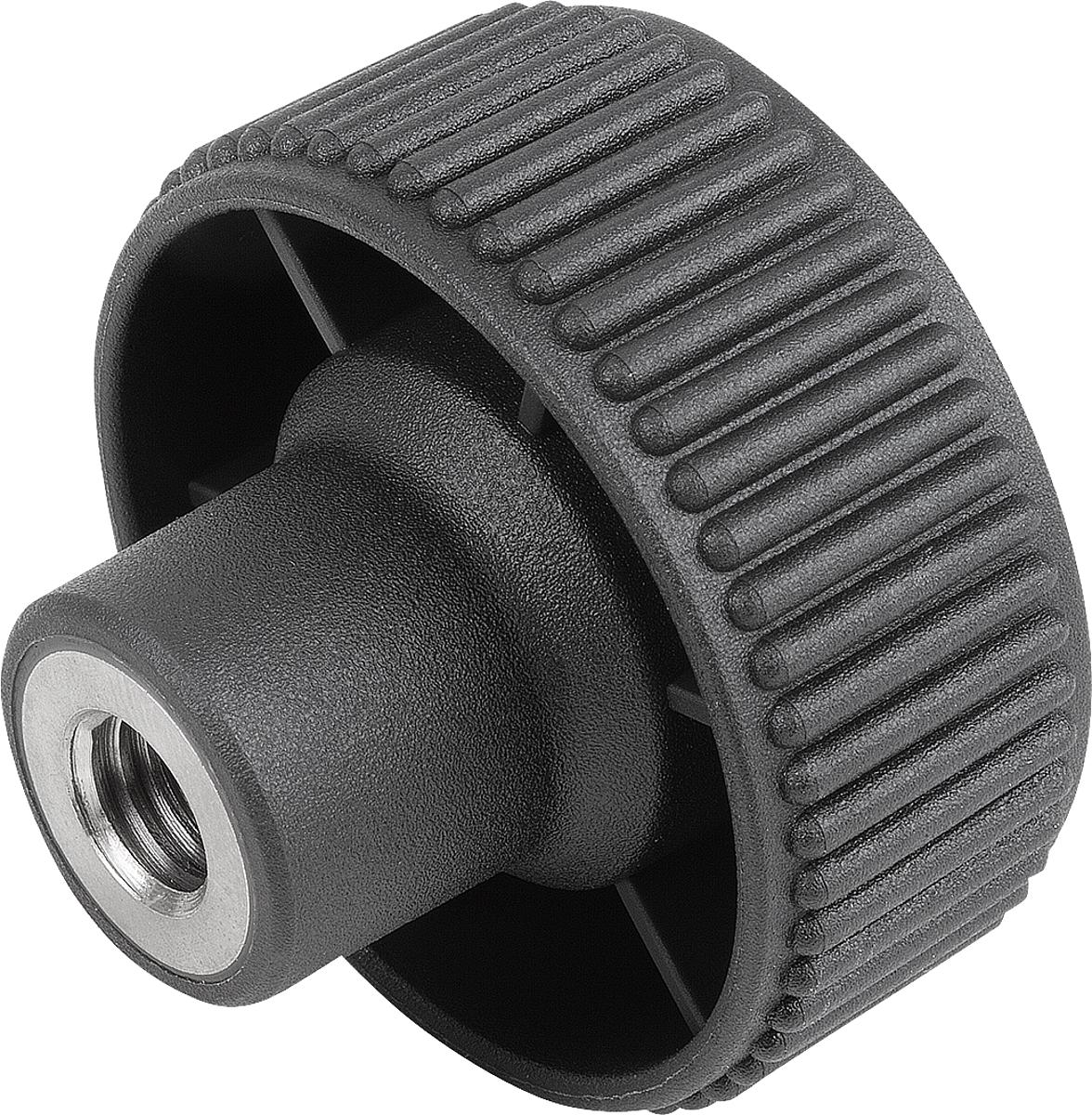 Kipp K0261.21065 NOVO.GRIP RÄNDELRAD  GR.1  FORM K  EDELSTAHL, D=40  M6, DECKEL LICHTGRAU - K0261-21065 NOVO GRIP RAENDELRAD GR 1 FORM K EDELSTAHL - D 40 M6 - DECKEL LICHTGRAU