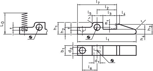 Halder 22200.0080 Schnappverschluss DIN 6310, Schnapper mit Feder, l1=80 - Schnappverschluesse Schnappverschluss - DIN 6310 - Schnapper mit Feder - 60