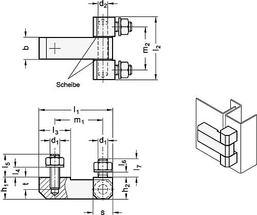 Ganter 129.2-45-40-C-A4 Edelstahl Scharniere - GN 129-2 Edelstahl Scharniere-Abbildung