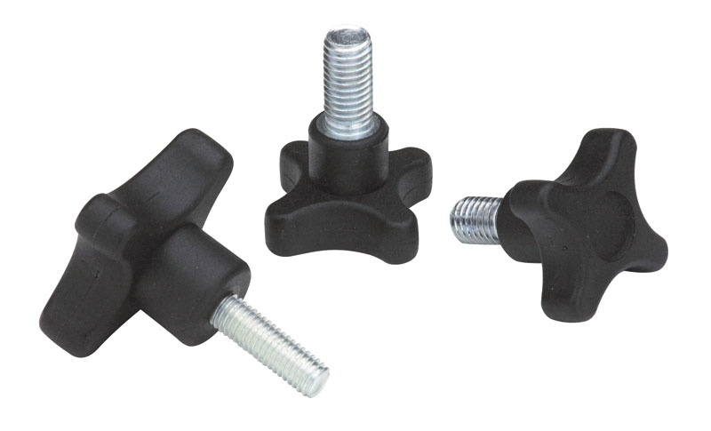 Leschhorn F189C Sterngriffschrauben  D 32; d 15; Gewinde d1 M5; Kunststoff PA, schwarz, Gewindebuchse Edelstahl - Boteco F189C Sterngriffschrauben