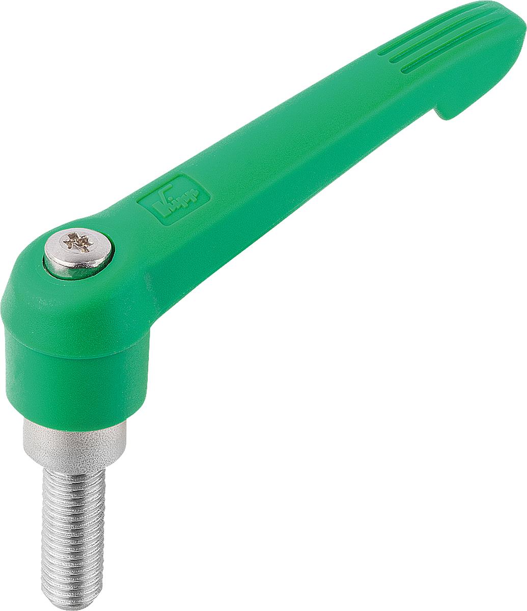 Kipp K0270.51686X40 KLEMMHEBEL GR.5  M16X40       EDELSTAHL, GRIFFHEBEL SIGNALGRÜN - K0270-51686X40 KLEMMHEBEL GR 5 M16X40 EDELSTAHL - GRIFFHEBEL SIGNALGRUEN