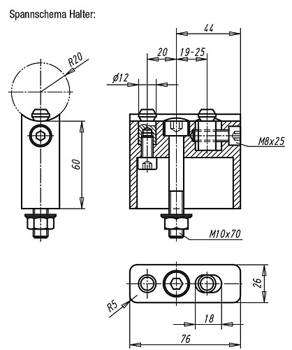 Kipp K0225.1000101 ROHRGRIFF, A=700, L=1000, - KIPP K0225 Rohrgriffe