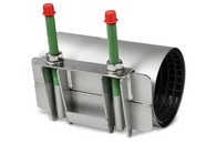 Leschhorn LS1-310-320-500-NBR-V4A Edelstahl-Reparaturschellen einteilig, Spannbereich 310-320, BL 500 Dichtung: NBR, Material: 1.4401 (V4A, AISI 316), PN 10 bar Wasser, PN 3 bar Gas - LS1 einteilige Reparaturschellen