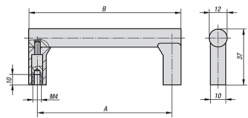 Kipp K0236.1055041 GERÄTEGRIFF, A=55, GRIFFSTEG NATURFARBEN,SCHENKEL ALUFARB. - KIPP K0236 Geraetegriffe