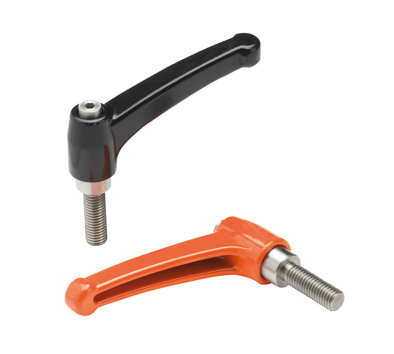 Leschhorn A593 CIN verstellbare Edelstahl Klemmhebel  R 94; Außengewinde M14x30; orange - Boteco A593CIN Verstellbare Klemmhebel