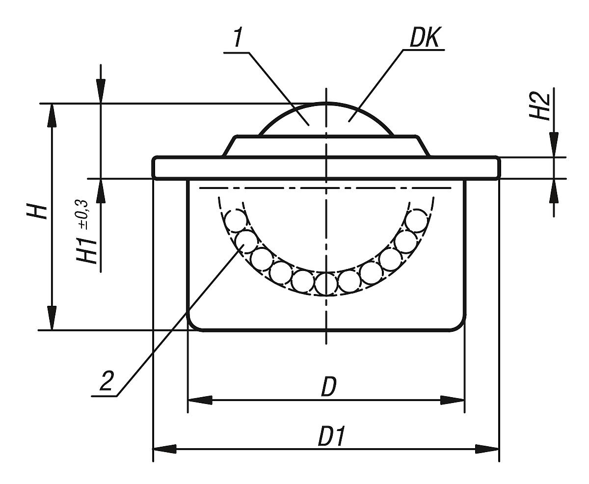 Norelem 95150-230 95150 230 - NLM 95150 Kugelrollen mit Stahlblechgehaeuse - Massblatt