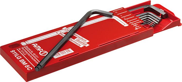 AMF 911LG-BM8C Kugelkopfschraubendreher - Schlüsselbox, L x B x H: 265 x 88 x 17, Inhalt: SW: 2, 2.5, 3, 4, 5, 6, 8, 10 mm - LE 911LG-BM8C Kugelkopfschraubendreher - Schluesselbox -Abbildung