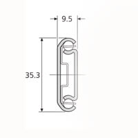 Accuride DZ0204-0016 Teleskopschienen 75% Teilauszug, 9,5x35,3, SL 406, TR 303, 60kg, hell verzinkt - 0204 Accuride Teleskopschiene Profil