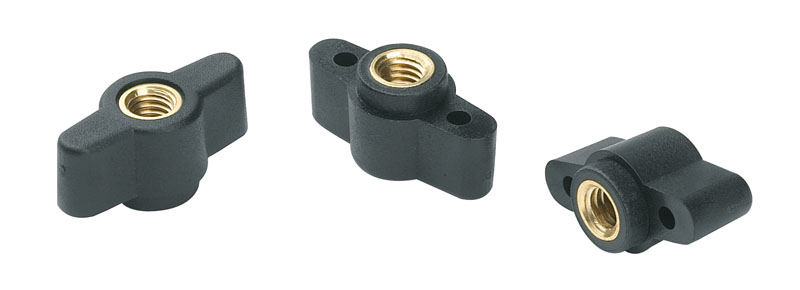 Leschhorn L748 Flügelmuttern  A 28; d 11; Gewinde d1 M6; Kunststoff PA, schwarz, - Boteco L748 Fluegelmuttern