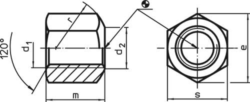 Halder 23070.0120 Sechskantmutter DIN 6330 (Höhe 1.5, d) M 20 mit einseitig kugeliger  Auflagefläche , Form B, aus rostfreiem Stahl - Sechskantmuttern Sechskantmutter DIN 6330 -Hoehe 1 5 d- - M 8 - mit einseitig kugeliger Auflagef