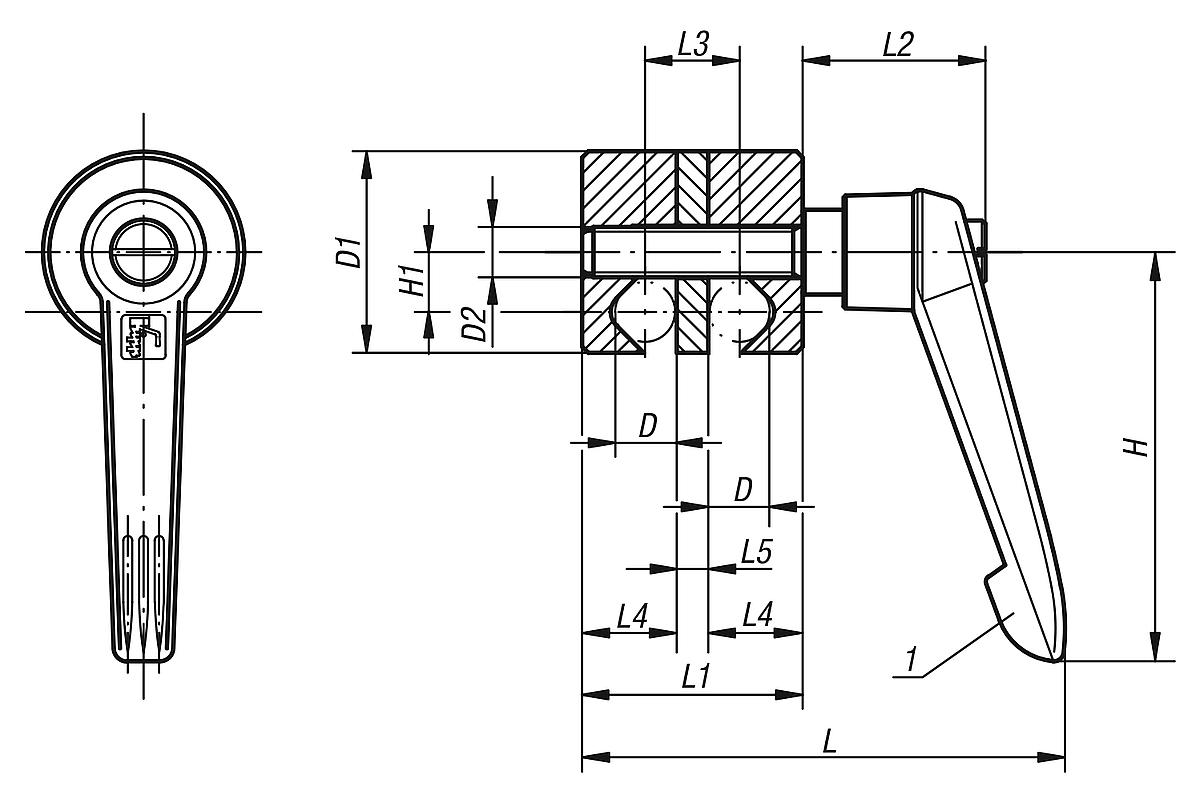 Kipp K0133.01 SPANNGELENK GR.1  D=8 - K0133 Spanngelenke - Massblatt