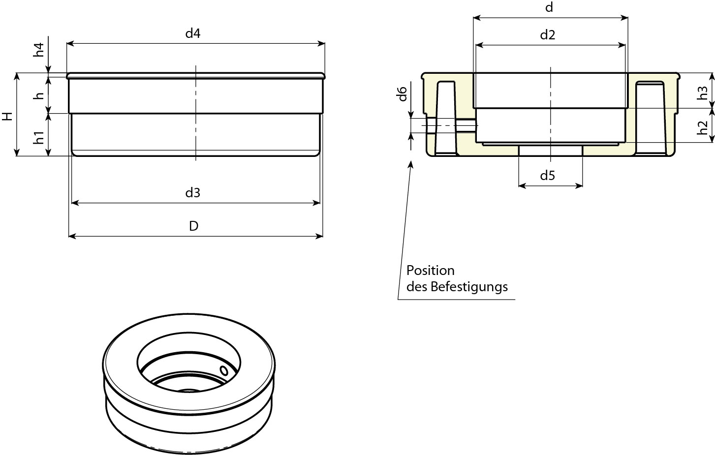 Leschhorn KS Adapter für Positionsanzeiger D 86; d 52 (S50/1) - LE KS Adapter fuer Positionsanzeiger - Kunststoff-EcoLine-Massblatt