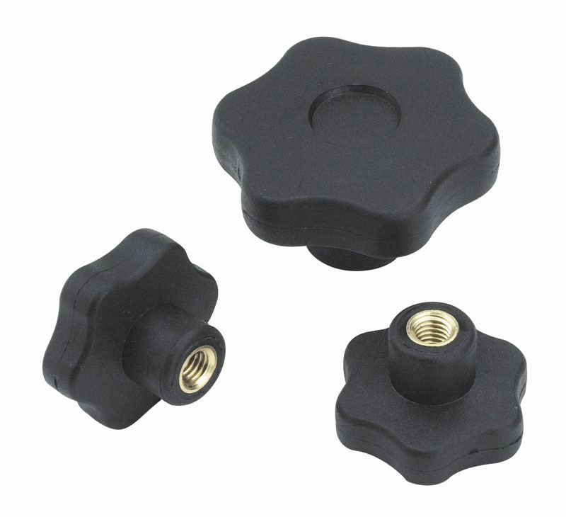 Leschhorn F175C Sterngriffe  D 30; d 15; Gewinde d1 M5; Kunststoff PA, schwarz, Gewindebuchse Edelstahl - Boteco F 175 Sterngriff