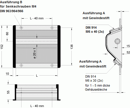Leschhorn SG-20.100.A1   Aluminium Schalengriffe A 100,  natur eloxiert - Leschhorn SG Aluminium Schalengriffe
