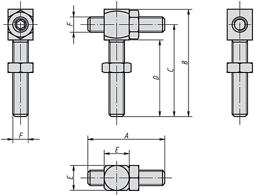 Kipp K0820.08 SCHRAUBANSCHLAG VERSTELLBAR  M8, - KIPP K0820 Schraubanschlaege verstellbar