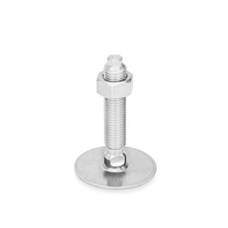 Ganter 41-80-M24-200-D0-VK Stellfüße, Edelstahl 1.4301 (A2) - GN-41-Stellfuesse-Edelstahl-A2-ohne-Gummiauflage-mit-Mutter-Aussensechskant-oben-und-Schluess