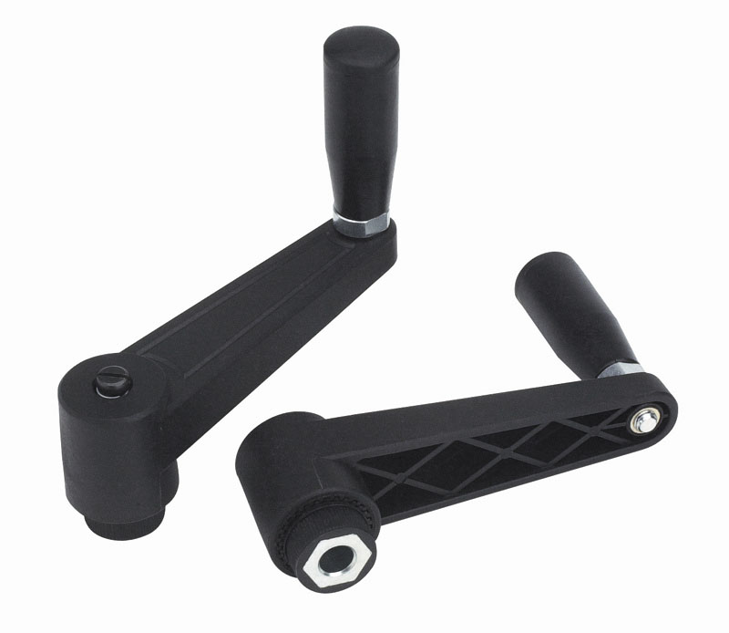 Leschhorn E511 Handkurbeln  L 138; R 110; Bohrung d1 D12; Kunststoff PA, schwarz, Gewindebuchse Messing - Boteco E511 Handkurbeln