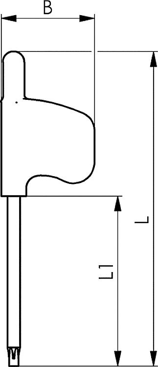 AMF 907SH-T8 TORX-Schraubendreher mit Fähnchen-Griff, TORX: T8, A: 2,31, B: 22, L: 74 - LE 907SH TORX-Schraubendreher mit Faehnchen-Griff -Skizze