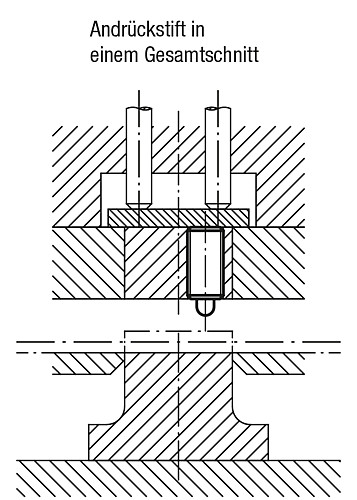 Norelem 03058-05 FEDERNDES DRUCKSTÜCK  M5      EDELSTAHL, BOLZEN KUNSTSTOFF - Norelem 03058 Federnde Druckstuecke mit Innensechskant und Druckbolzen aus POM - Edelstahl