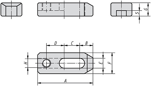 Kipp K0837.10100 VERSCHIEBBARES SPANNEISEN A=100, F=25, G=16, H=M10 - KIPP K0837 Spanneisen verschiebbar
