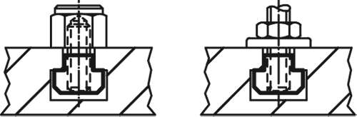 DIN 508 M 22 x 24, Güte 10 Mutter für T-Nuten, Oberfläche brüniert - Muttern fuer T-Nuten Mutter fuer T-Nuten - DIN 508 - M 4 x 5 - Guete 10 Guete 8