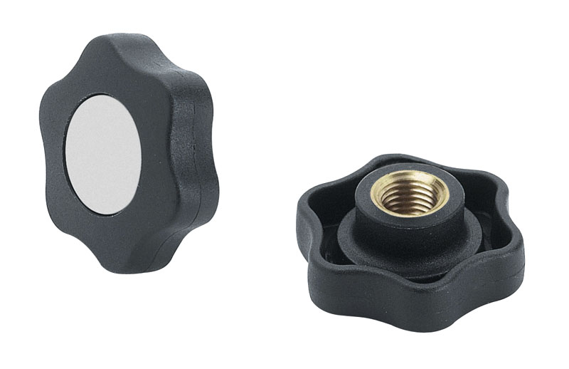 Leschhorn G650 Sterngriffe  D 40; d 18; Gewinde d1 M6; Kunststoff PA, schwarz, Gewindebuchse Messing - LE G650 Sterngriffe-EcoLine-Abbildung