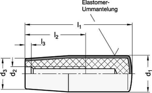 Ganter 519.6-24-M10 Softline Zylinderknöpfe, Kunststoff - GN 519-6 Softline Zylinderknoepfe - Kunststoff-Skizze