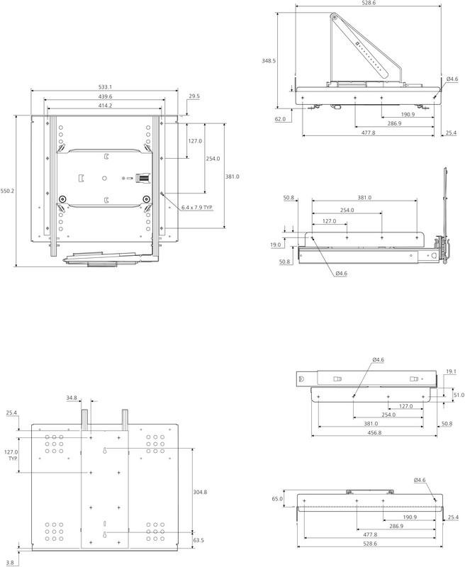Accuride DBMAC-100 obere und untere Schwenkeinheit, Lastwert bis 136Kg Für Auszugsysteme mit  einer Breite bis 52cm, Tiefe bis 45cm und Höhe bis 140cm !!! Auslaufartikel !!! - DBMAC-100