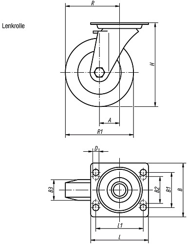 Norelem 95016-08025 Lenkrolle - Norelem 95016-L Lenkrolle