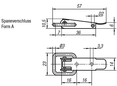 Kipp K0044.1330571 SPANNVERSCHLUSS MIT SPANNBÜGEL, FORM A, STAHL - KIPP K0044-SVA Spannverschluesse mit Spannbuegel For