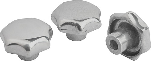 Norelem 06192-363122 STERNGRIFF FORM C, D1=63, D4=12H7, ALU, POLIERT - Norelem 06192-C Sterngriffe aehnlich DIN 6336 aus Aluminium - Form C