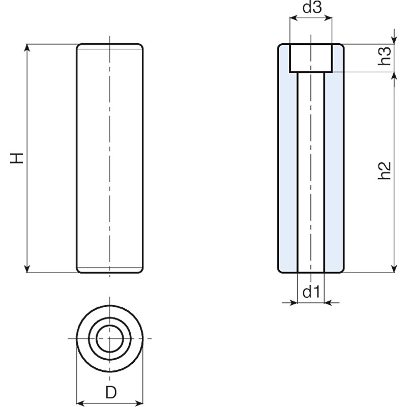 Leschhorn M141 Zylindergriffe  H 80; Bohrung d1 10,5; Kunststoff PA, schwarz - LE M141 Zylindergriffe-EcoLine-Massblatt