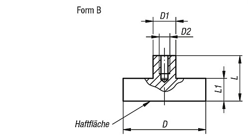 Kipp K0550.12 FLACHGREIFER AUS SECOLIT, FORM B, D=8 - KIPP K0550-B Flachgreifer aus SmCo Form B