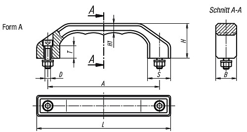 Kipp K0198.140081 BÜGELGRIFF FORM A             EDELSTAHL, A=140, M8X30 - KIPP K0198-A Buegelgriffe Edelstahl - Form A