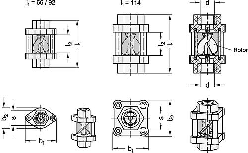 Ganter 655-G1-114-RT Durchflussanzeiger, Kunststoff - GN 655 Durchflussanzeiger - Kunststoff-Skizze